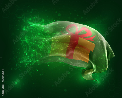 vector 3d flag virtual polygons on a green background