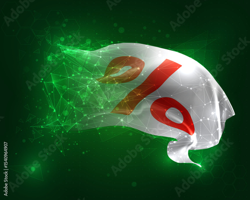 vector 3d flag virtual polygons on a green background