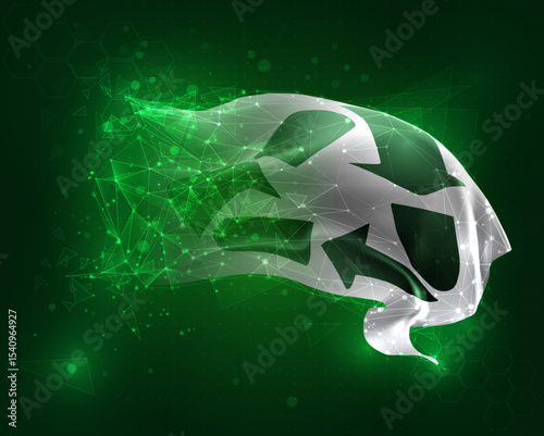 vector 3d flag virtual polygons on a green background