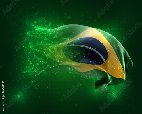vector 3d flag virtual polygons on a green background