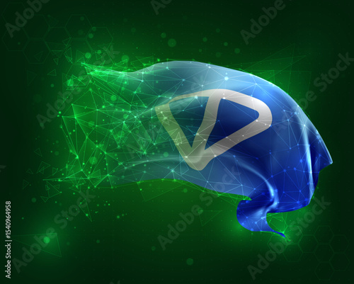 vector 3d flag virtual polygons on a green background