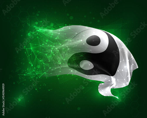 vector 3d flag virtual polygons on a green background