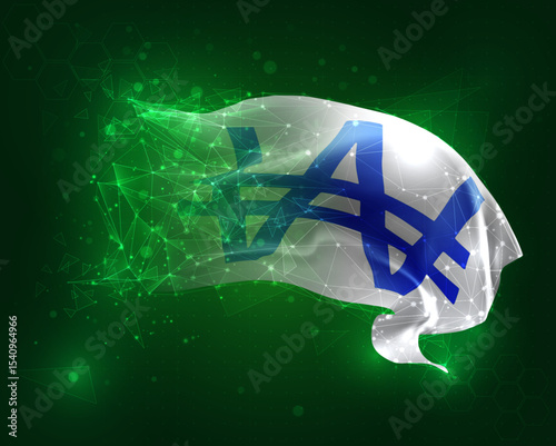 vector 3d flag virtual polygons on a green background