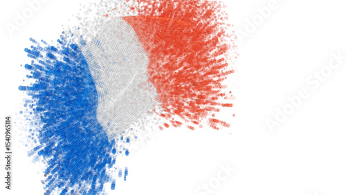 vector 3d flag with a splash of paint dots, explosion of colored dots