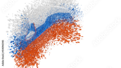 vector 3d flag with a splash of paint dots, explosion of colored dots