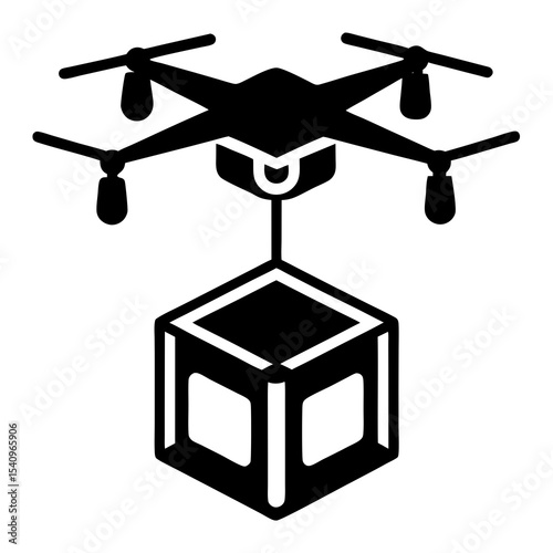 Drone delivery service icon black and white