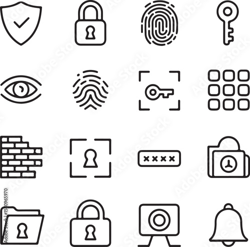 Cybersecurity Icons Data Protection, Privacy, and Online Security Symbols