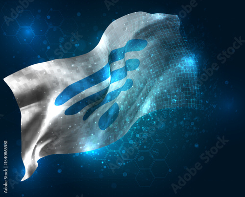 vector 3d flag virtual polygons on a blue background