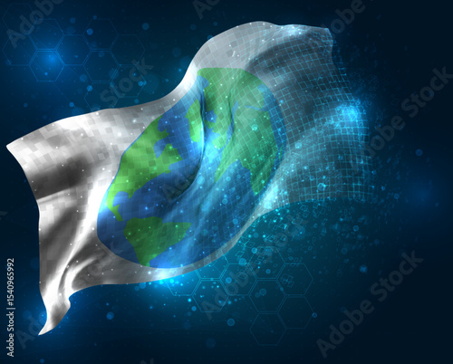 vector 3d flag virtual polygons on a blue background