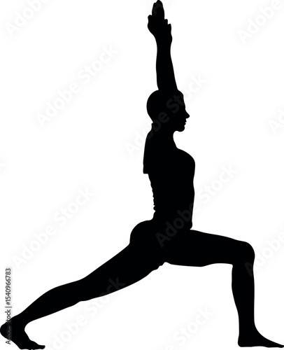 Vector silhouette of people doing yoga.
