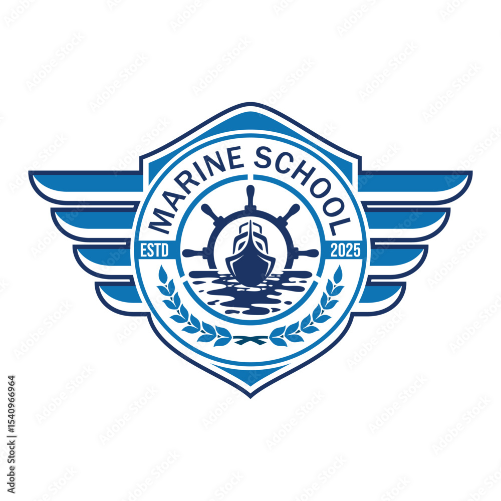 Fototapeta premium marine education school vector logo.