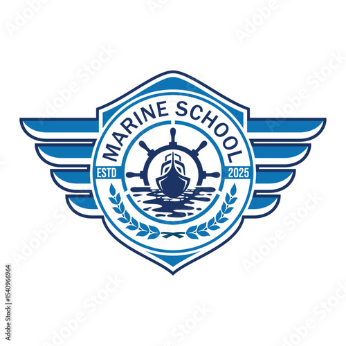 marine education school vector logo.