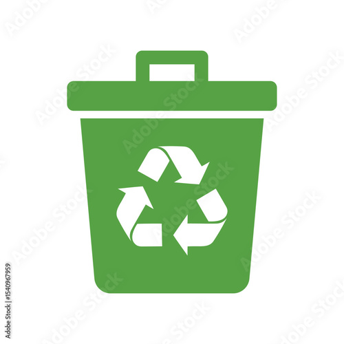 Green Recycling Bin Icon Vector EPS for Waste Management, Eco, and Sustainability Designs