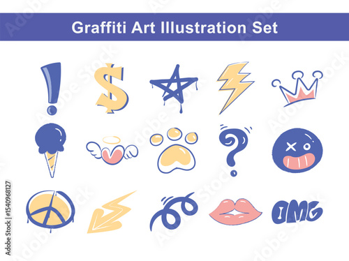 Fun Doodle Icon Set – Graffiti Style Symbols
