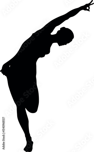 Vector silhouette of people doing yoga.