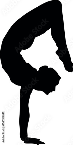 Vector silhouette of people doing yoga.