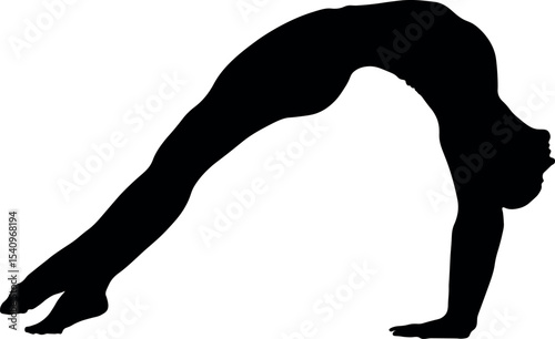 Vector silhouette of people doing yoga.