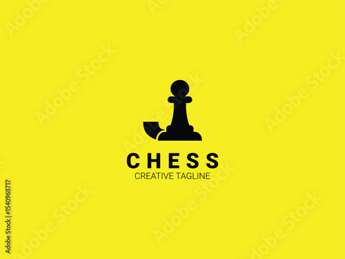 Letter J chess logo with pawn. Chess sport monogram logo template