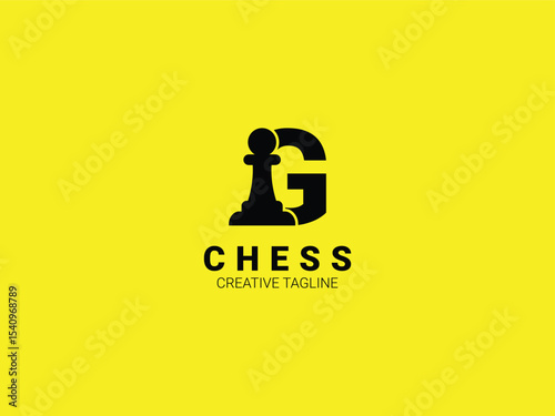 Letter G chess logo with pawn. Chess sport monogram logo template