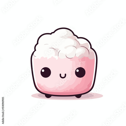 Cute Marshmallow Food Style Character Vector Illustration for Design Projects