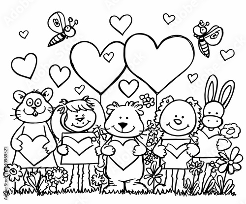 Cute Valentine’s Day Animal Coloring Pages – Love and Hearts for Kids

