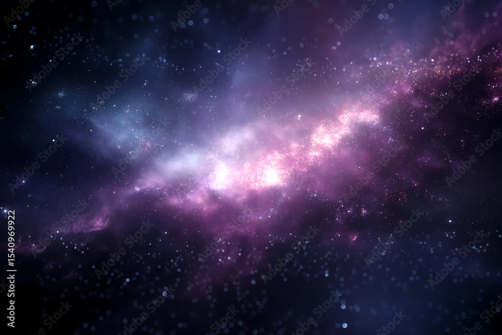 Fototapeta premium Majestic Purple Cosmic Nebula with Meteor Shower Effect Purple Cosmic Cloud Band Across Stardust Galaxy