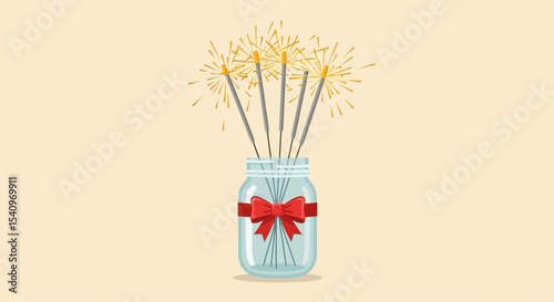 USA Independence Day Federal State Celebration Sparkler Jar