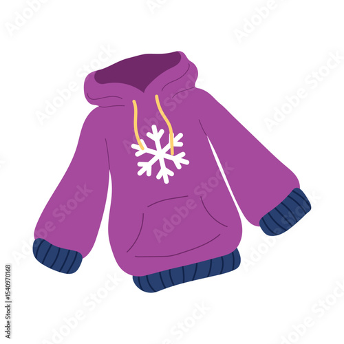 Purple hoodie with snowflake. Vector