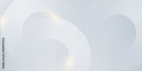 White abstract background with glowing circle geometric lines. Modern shiny gold luxury lines pattern.