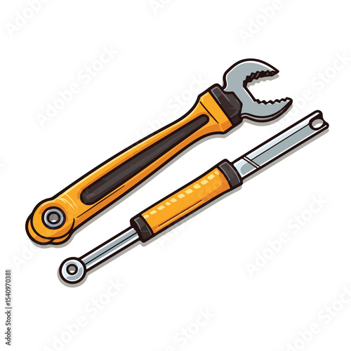 Professional Screwdriver and Wrench Repair Tools Vector Illustration for Maintenance and Repair Services