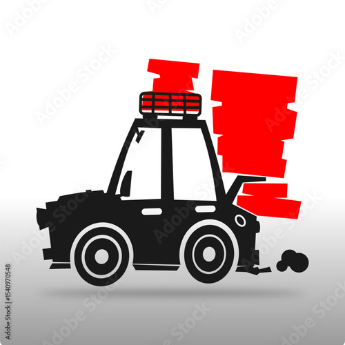 vector illustration of a cartoon full loaded car background