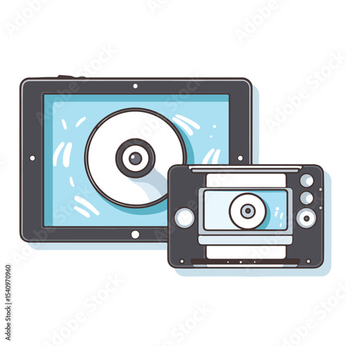 Professional Vector Illustration of Tablet and Video Player Symbol for Multimedia Technology Concepts