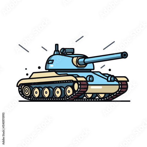 Tank Military Force Line and Fill Style Icon Vector Illustration for Designs
