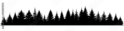 Pine forest edge silhouette tree line vector for camping logos nature reserves and outdoor adventure branding