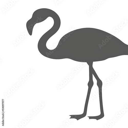 Illustration of a flamingo silhouette with blue and green vertical stripes pattern