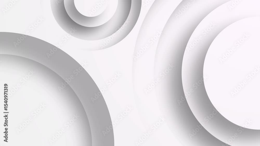 Animación minimalista de círculos trazados con relieve en fondo blanco