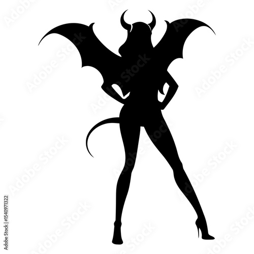 Shadowy female figure demonic traits mystical vector for astrology themes shadow work content and esoteric art