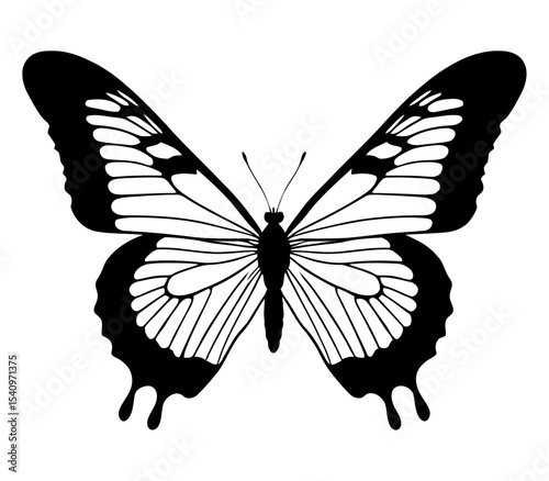 Butterfly swarm silhouette group formation vector for migration maps environmental infographics and nature conservation campaigns