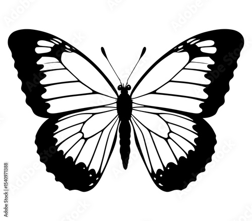 Vibrant butterfly silhouette vector artwork with intricate wing details ideal for garden decor ecological branding and insect-themed designs