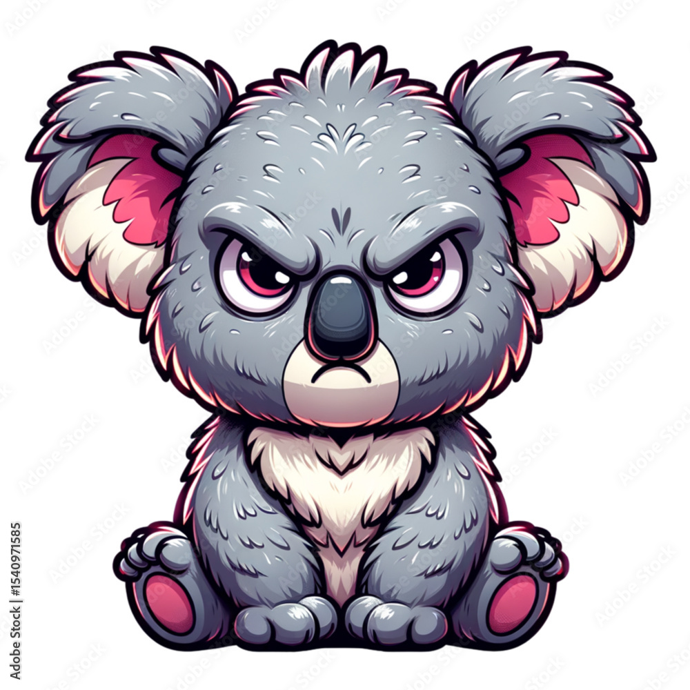 Αυτοκόλλητο Animated Grumpy Koala: An adorable koala displays a playful scowl, with a comica