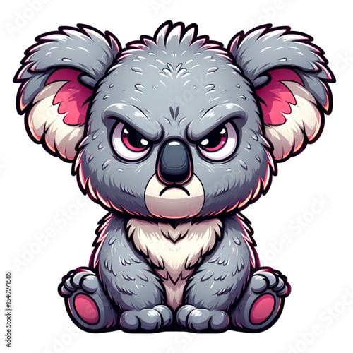 Animated Grumpy Koala: An adorable koala displays a playful scowl, with a comical expression and a touch of animated charm