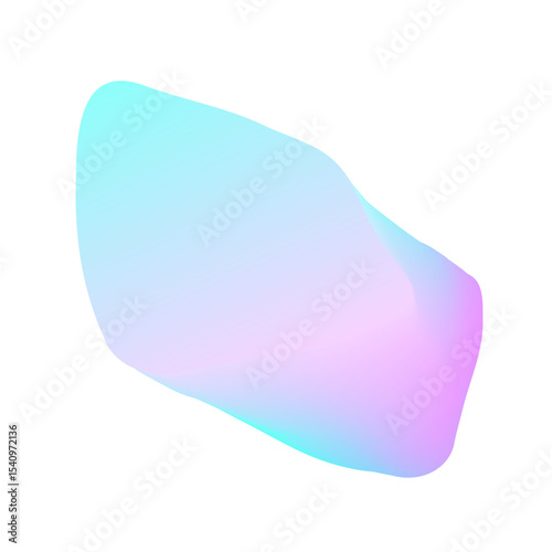 Colorful fluid gradient shape with soft pastel blend of cyan, blue and pink tones