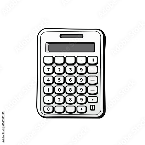 Financial calculator with coins symbol in black and white vector illustration for finance and accounting concepts