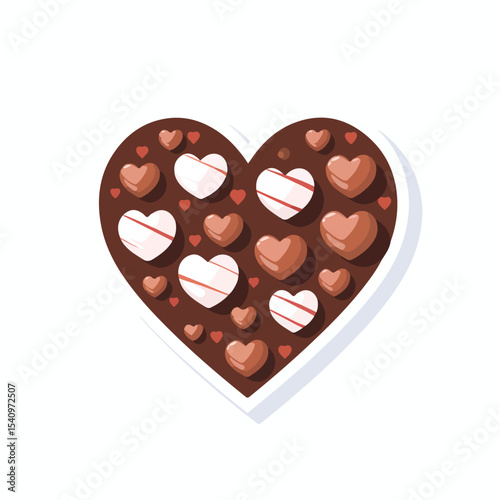 Heart-Shaped Chocolate Box Icon on White Background for Romantic Designs