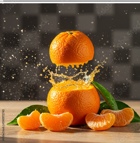 Juicy Oranges Splashing Fresh Citrus Fruit Photography