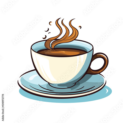Cartoon Mug of Coffee Silhouette Image for Illustration and Design Projects