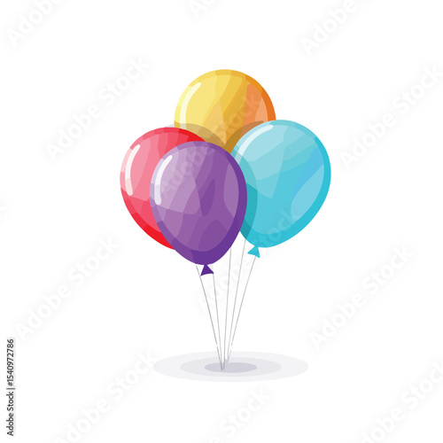 Colorful Balloons Icon: Vector Illustration - Festive Decoration and Celebration Concept