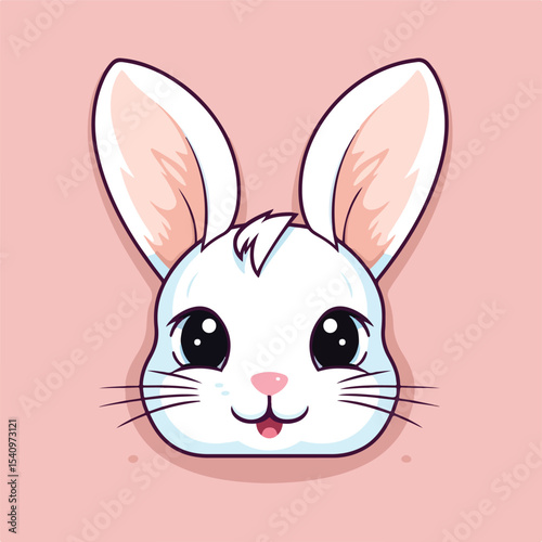Professional Cute Rabbit Head Flat Style Icon Vector Illustration for Graphic Design Projects