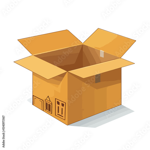 Professional Delivery Box Open Vector Illustration Isolated on White Background