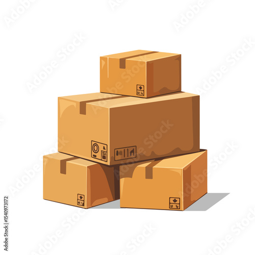 Professional Vector Illustration of Stacked Delivery Cardboard Boxes for Packaging and Shipping Purposes